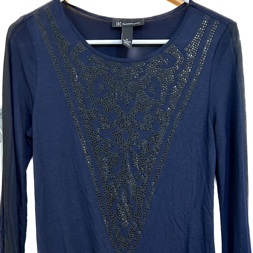 INC International Concepts, Size: M, Navy Blue, Black Rhinestones